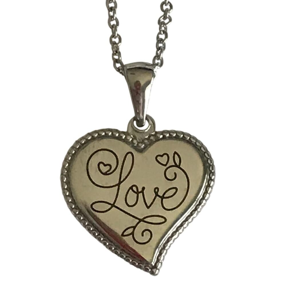 Hallmark Necklace Womens Heart Love Pendant Silver Color Stainless Steel 18 Inch